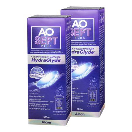 раствор  Aosept Plus HydraGlyde 360 мл х2