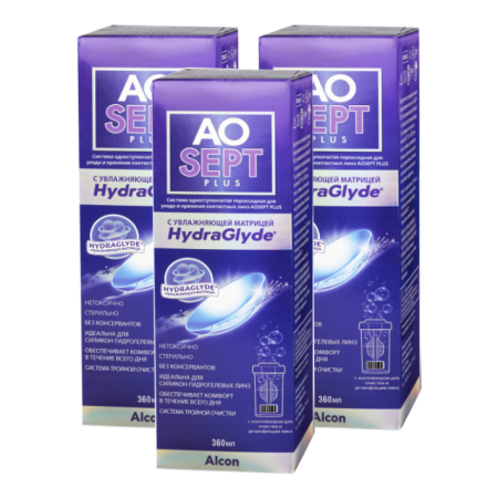раствор  Aosept Plus HydraGlyde 360 мл х3